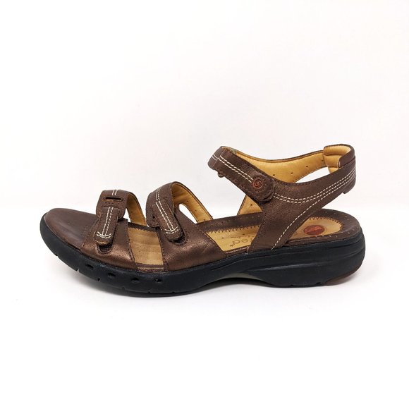 Clarks Shoes - Clarks Womens 7.5 Unstructured Brown Leather Strappy Sandals Comfort Outdoor
